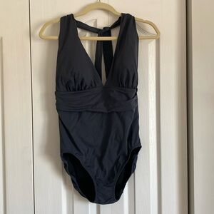 Lands End one piece halter tie swimsuit size 12P (petite)